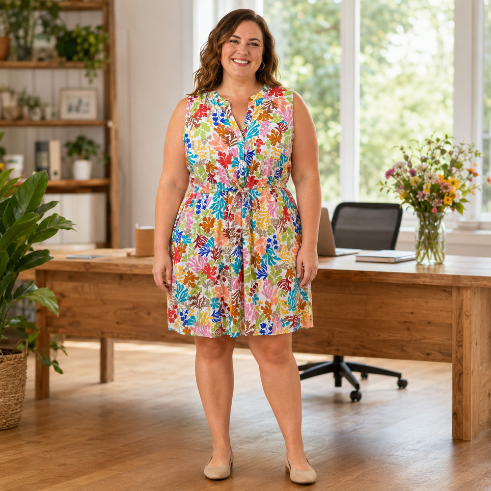 St. John’s Bay XXL Floral Linen Blend Shirt Dress Belted Country Cottagecore Mom